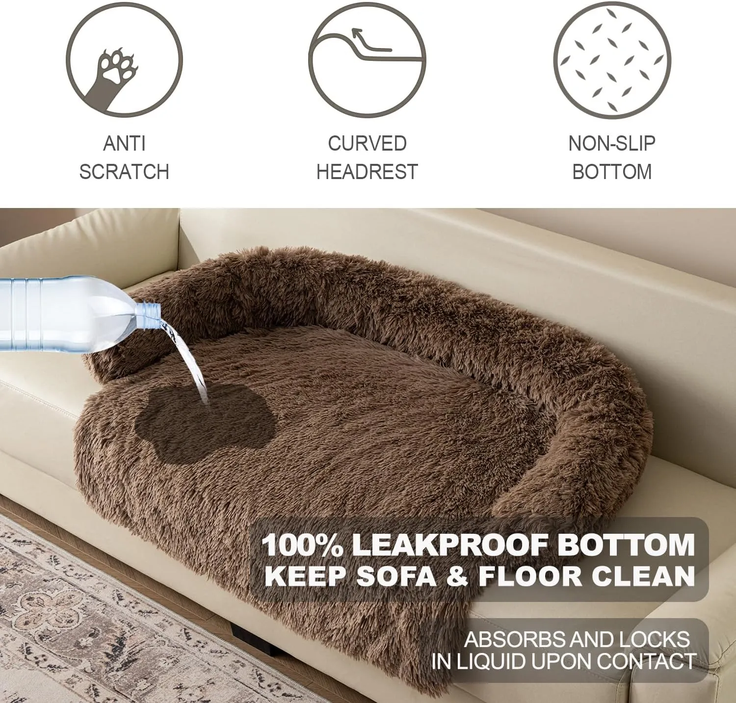 Dogs/Cats Bed Mats, Couch Cover for Dogs, Sofa Style Luxurious Mat for Pets, Waterproof Lining and Nonskid Bottom Perfect on Dog Crate, Cat Cage or in The Car. (Desert Brown, XL)