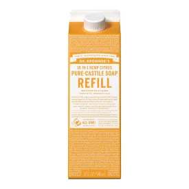 Dr. Bronner's - Pure-Castile Liquid Soap Refill, 82% Less Plastic per Quart, Made with Organic Oils, 18-in-1 Uses, For Face, Body, Hand Soap Refill, Hair, Laundry, Pets & Dishes (32oz, Citrus)