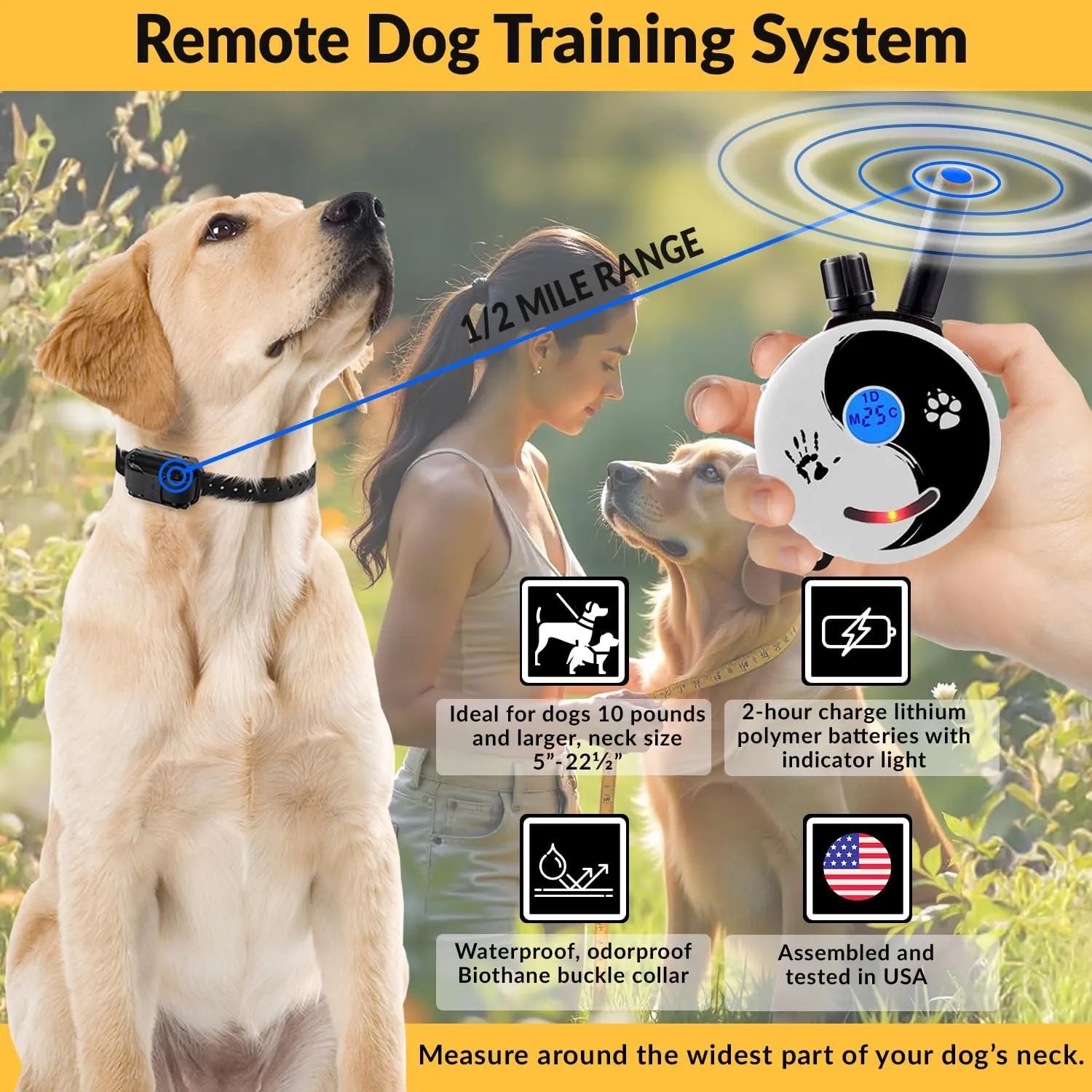 E-Collar  Educator ZEN-302-1/2 Mile Waterproof Remote Dog Training Collar Includes Premium Finger Clicker Trainer, 100 Programmable Levels   Vibration   Light   Sound