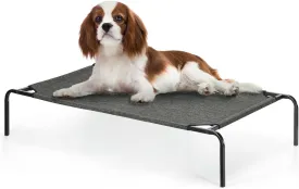 Elevated Dog Bed Raised Pet Bed, Portable Indoor Outdoor Cat Bed with Breathable Fabric Metal Frame Waterproof Pet Cot for Small Medium Dogs Cats, Rustic Grey