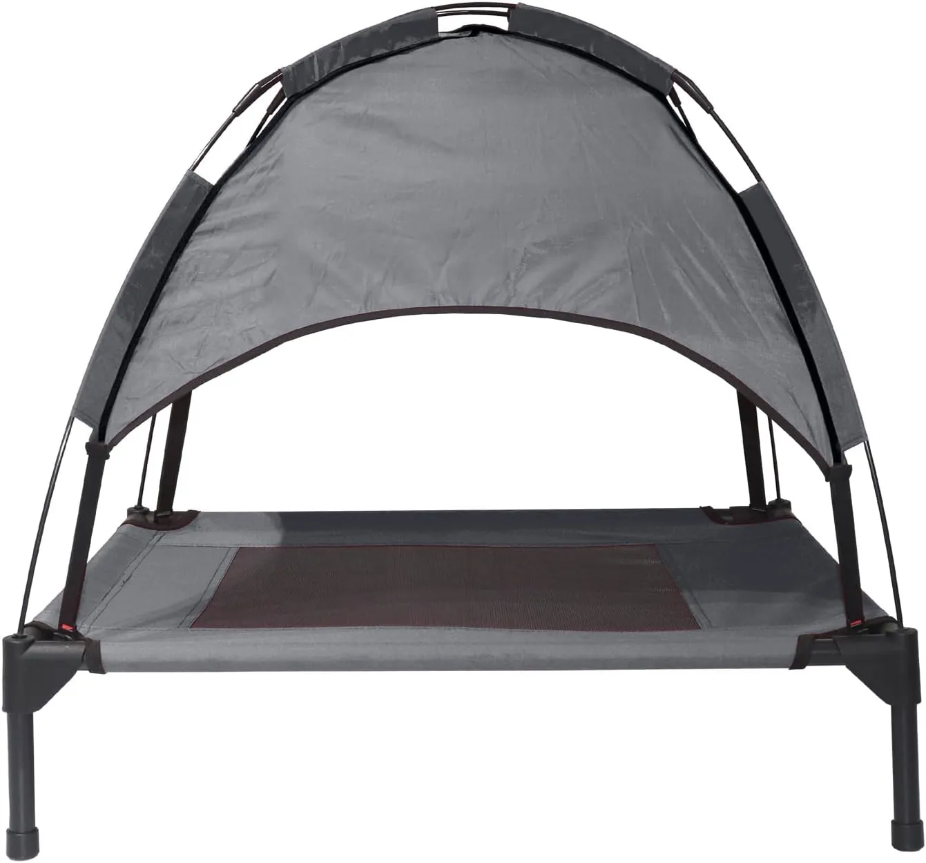 Elevated Dog Bed with Canopy for Small Dogs, Waterproof & Breathable Dog Bed Cot with Removable Shade Tent for Camping, Beach, Backyard, Grey