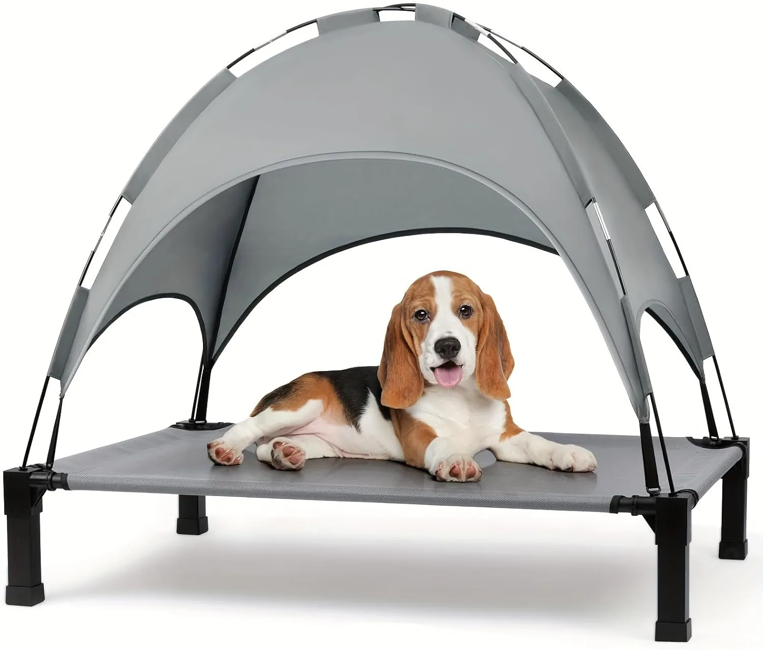 Elevated Dog Bed with Canopy, Outdoor Dog Bed Cot with Removable Shade Tent, Portable Raised Pet Cot Cooling Bed for Dogs and Cats (42'' X 30'' X 8'',Gray)