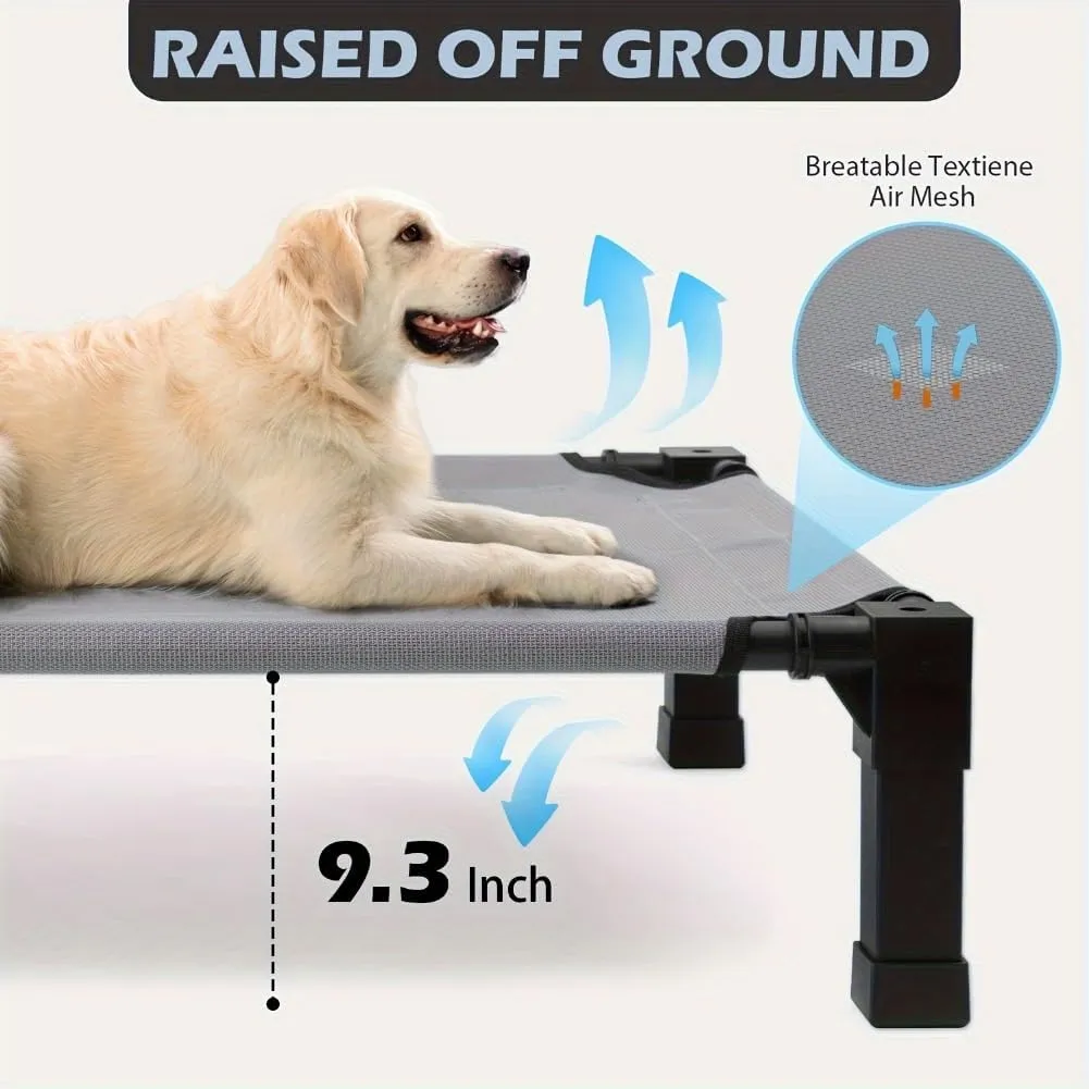 Elevated Dog Bed with Canopy, Outdoor Dog Bed Cot with Removable Shade Tent, Portable Raised Pet Cot Cooling Bed for Dogs and Cats (42'' X 30'' X 8'',Gray)