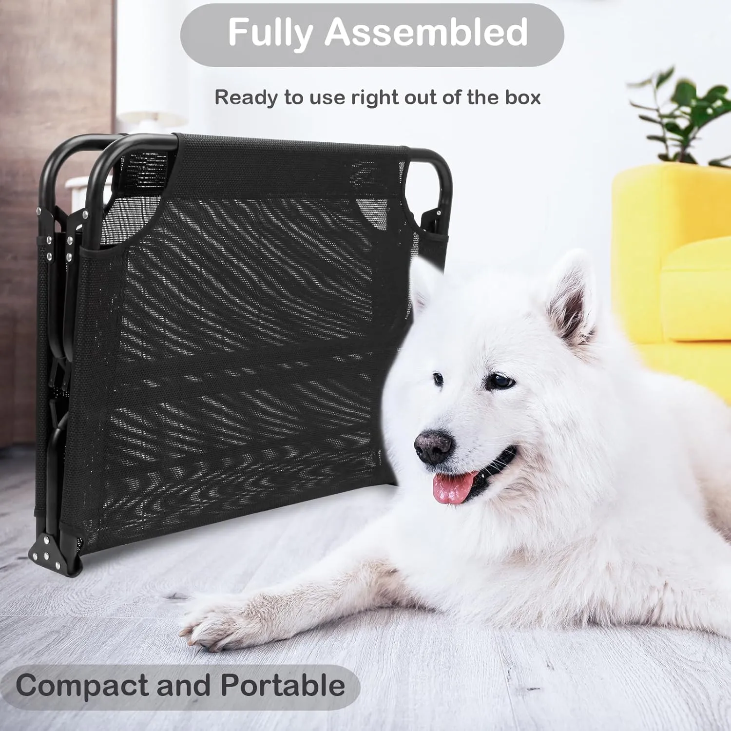 Elevated Raised Dog Bed Cot w/Canopy Shade Tent & Bolster, Fully Assembled, Portable Indoor&Outdoor Chew-Resistance Travel Camping Cooling Pet Bed for Small Medium Dogs,34x26x6
