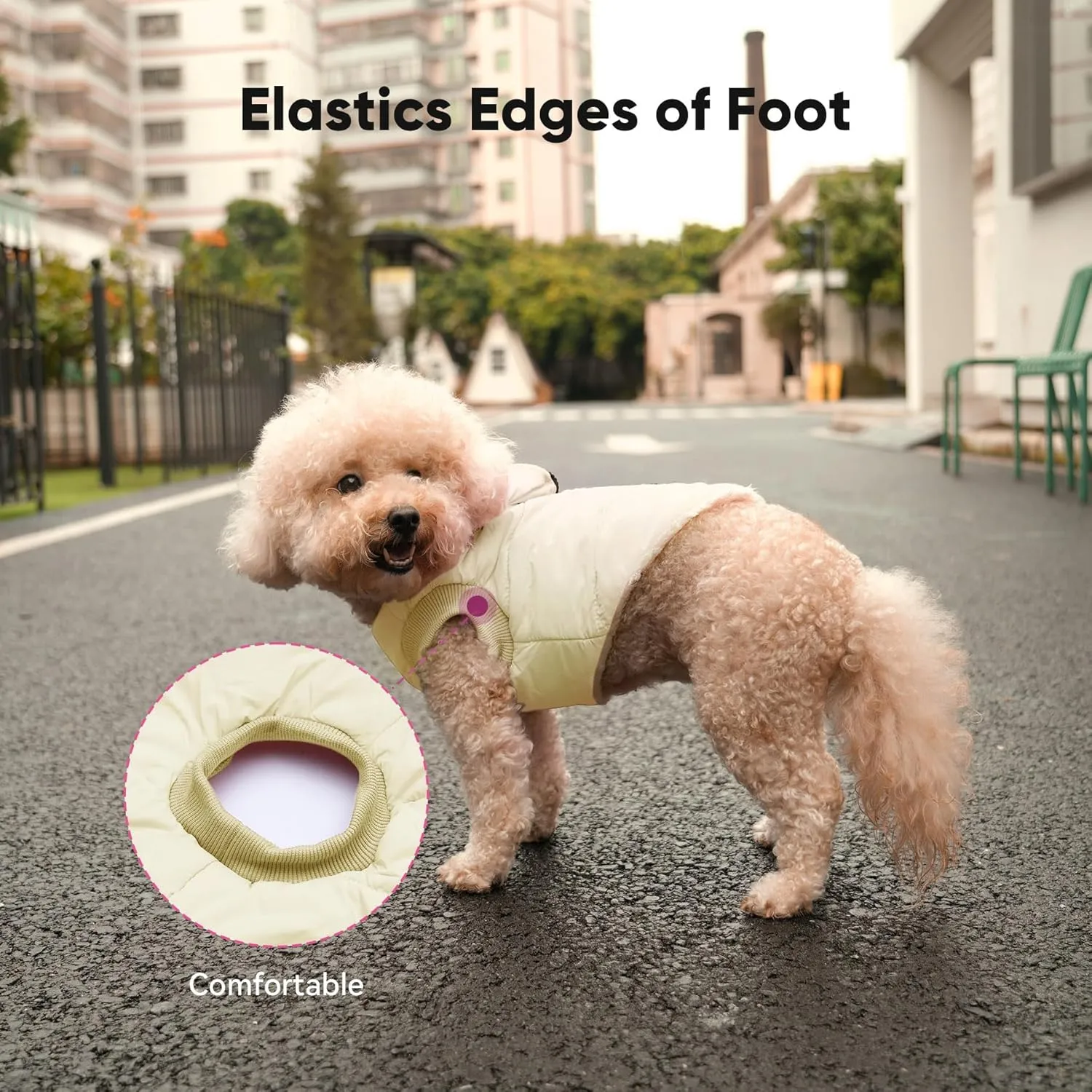 Fleece Lining Dog Hoodie with Harness Built in,Extra Warm Small Dog Jacket in Winter Puppy Coats with Hooded,Light Yellow M