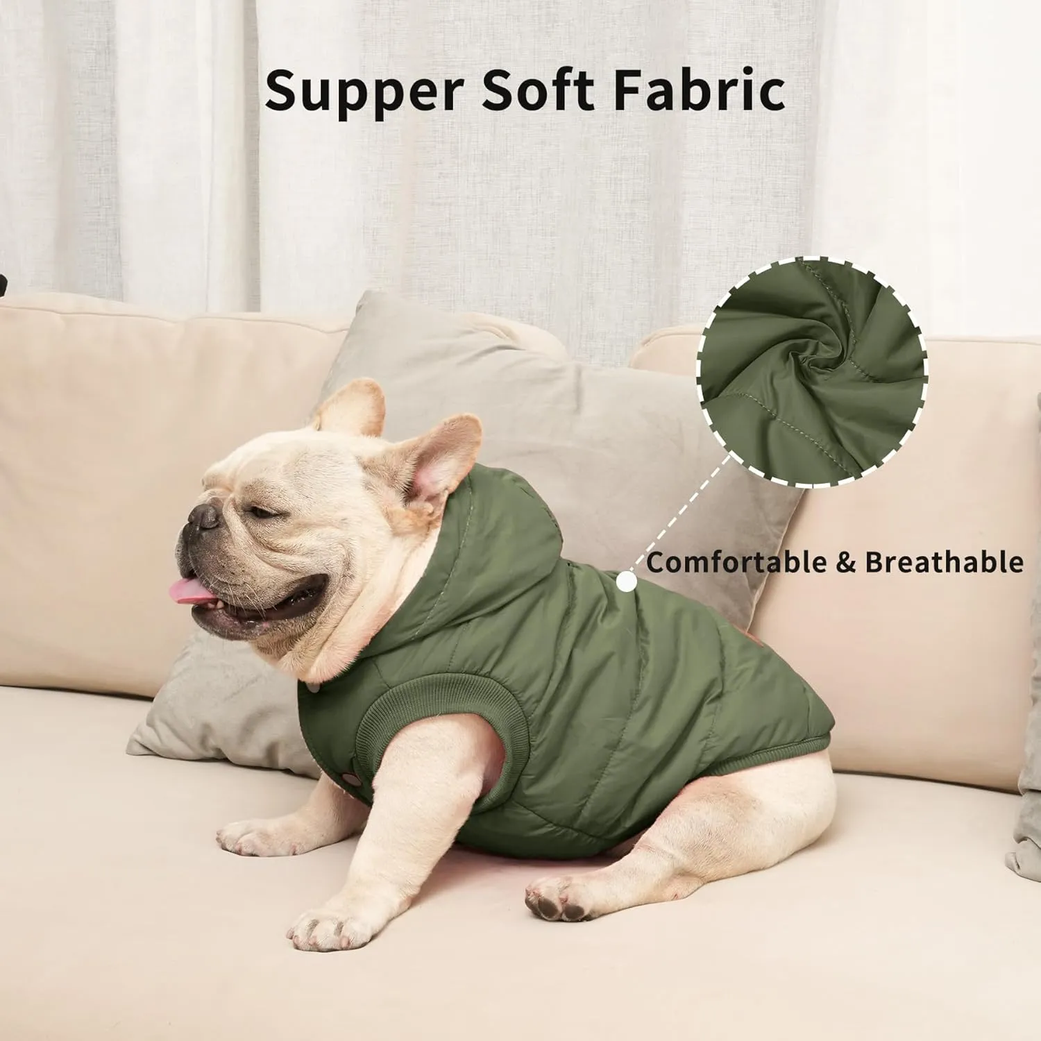 Fleece Lining Extra Warm Dog Hoodie in Winter for Small Dogs Jacket Puppy Coats with Hooded Green M