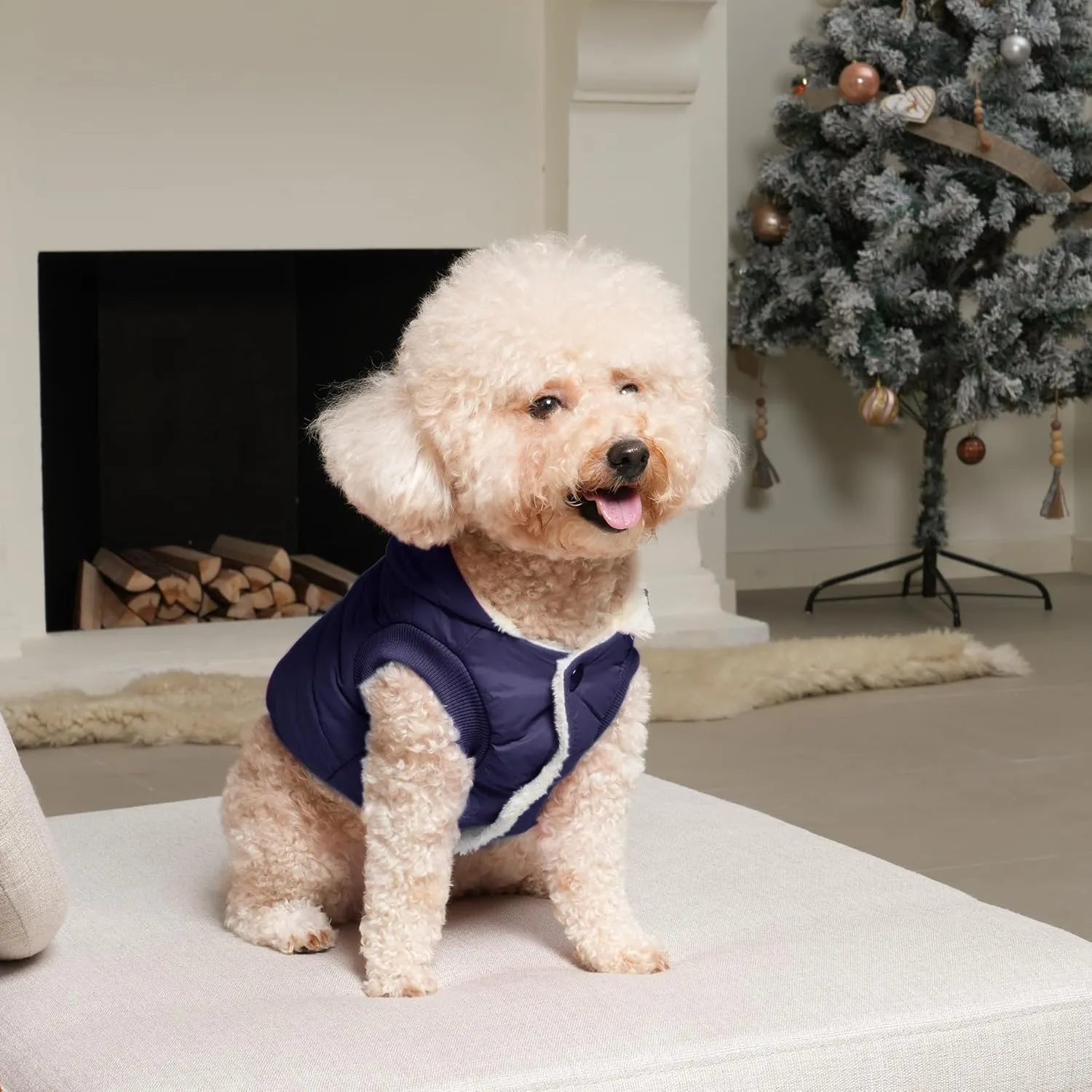 Fleece Lining Extra Warm Dog Hoodie in Winter for Small Dogs Jacket Puppy Coats with Hooded,Blue M