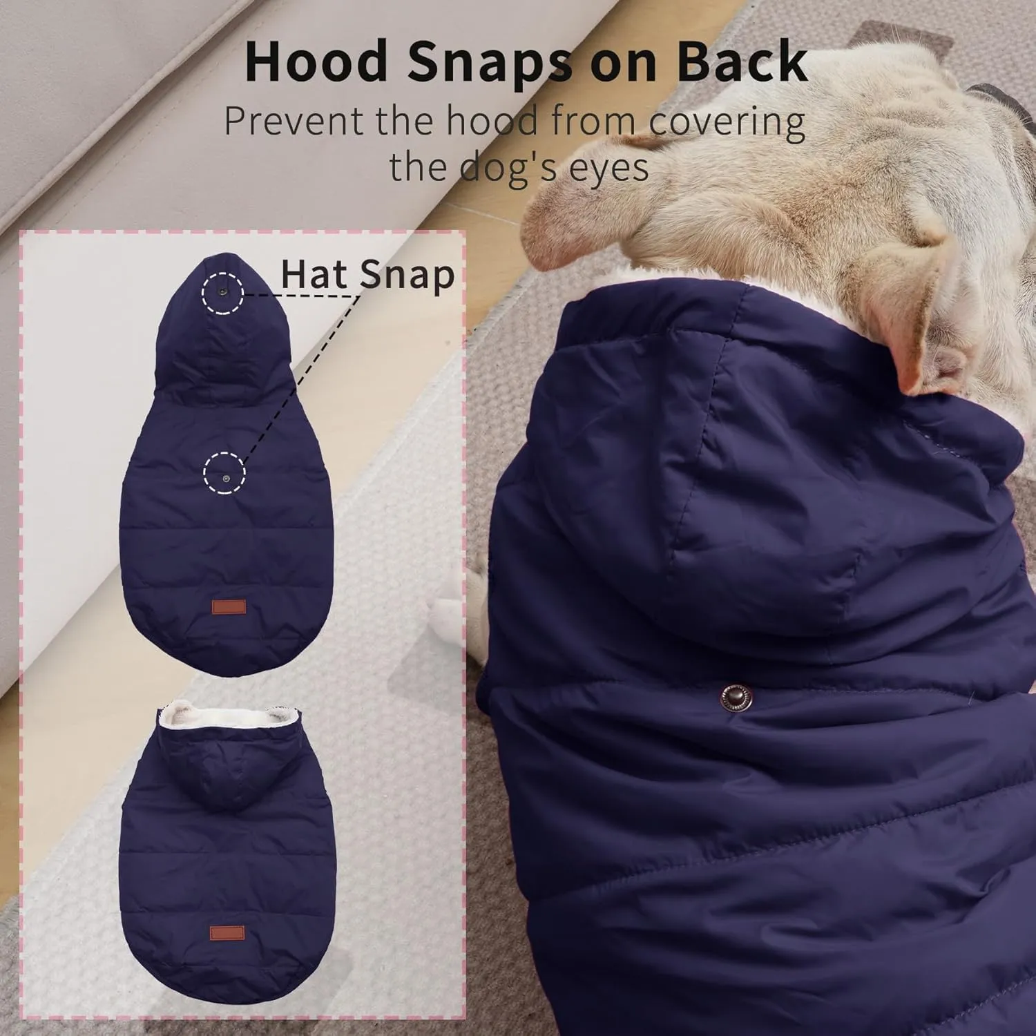 Fleece Lining Extra Warm Dog Hoodie in Winter for Small Dogs Jacket Puppy Coats with Hooded,Blue M