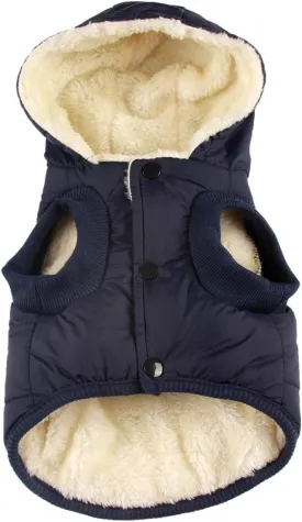 Fleece Lining Extra Warm Dog Hoodie in Winter for Small Dogs Jacket Puppy Coats with Hooded,Blue M