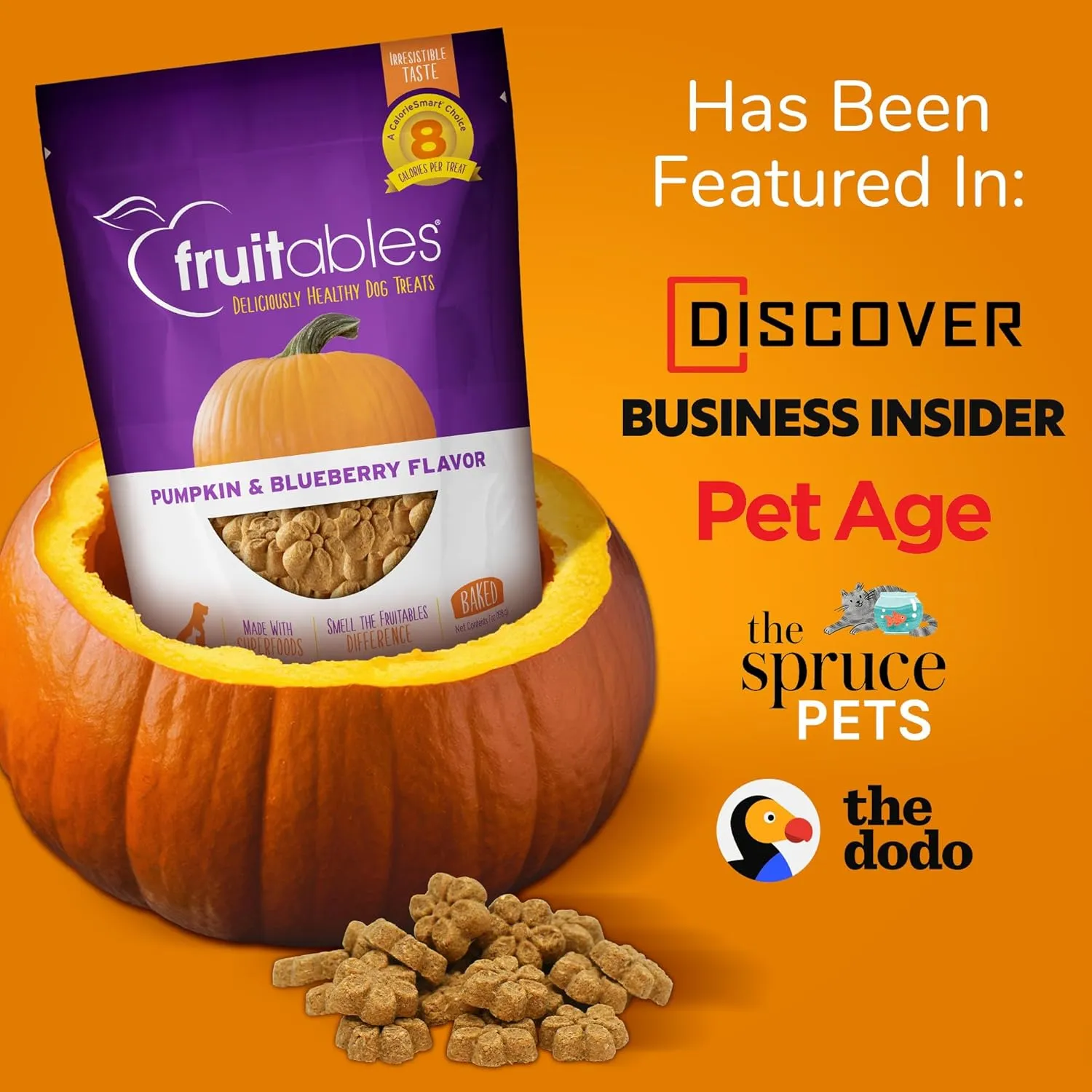 Fruitables Baked Dog Treats  Healthy Low Calorie  Free of Wheat, Corn and Soy  Pumpkin and Banana  12 Ounces