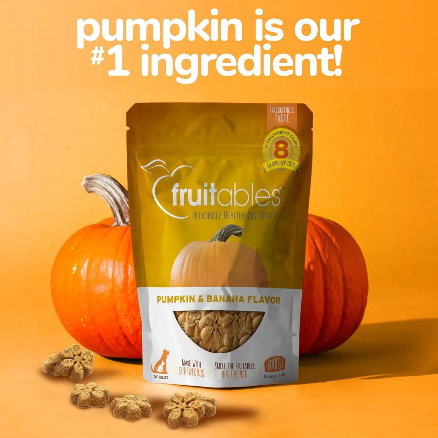 Fruitables Baked Dog Treats  Healthy Low Calorie  Free of Wheat, Corn and Soy  Pumpkin and Banana  12 Ounces