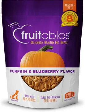 Fruitables Baked Dog Treats  Healthy Low Calorie , Free of Wheat, Corn and Soy  Pumpkin and Blueberry  12 Ounces