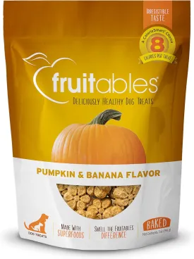 Fruitables Baked Dog Treats, Healthy Pumpkin Treat for Dogs, Low Calorie & Delicious, Free of Wheat, Corn and Soy, Made in the USA, Pumpkin and Banana Flavor, 7oz