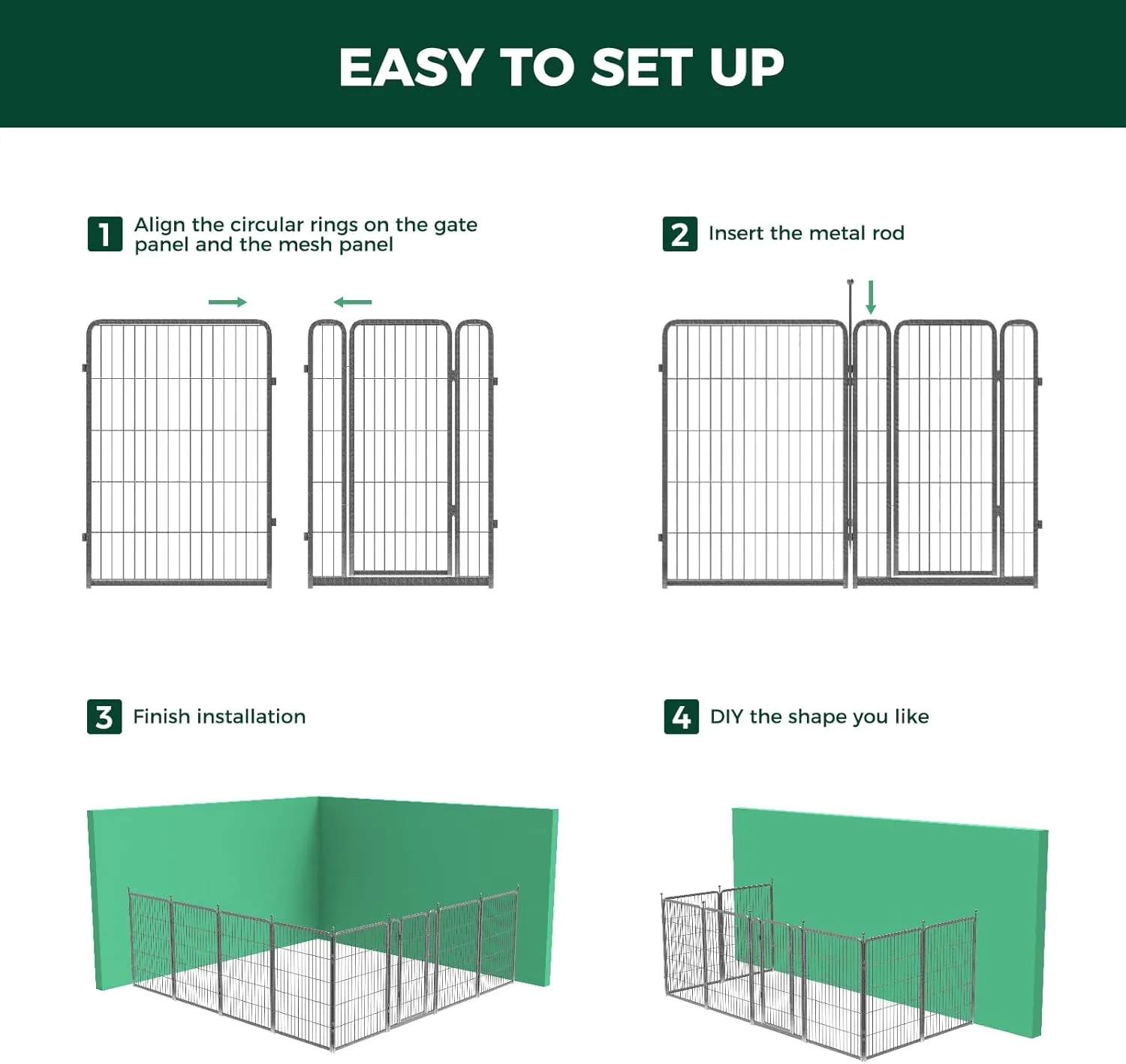 FXW Aster Dog Playpen Designed for Yard, 40inch 8 Panels
