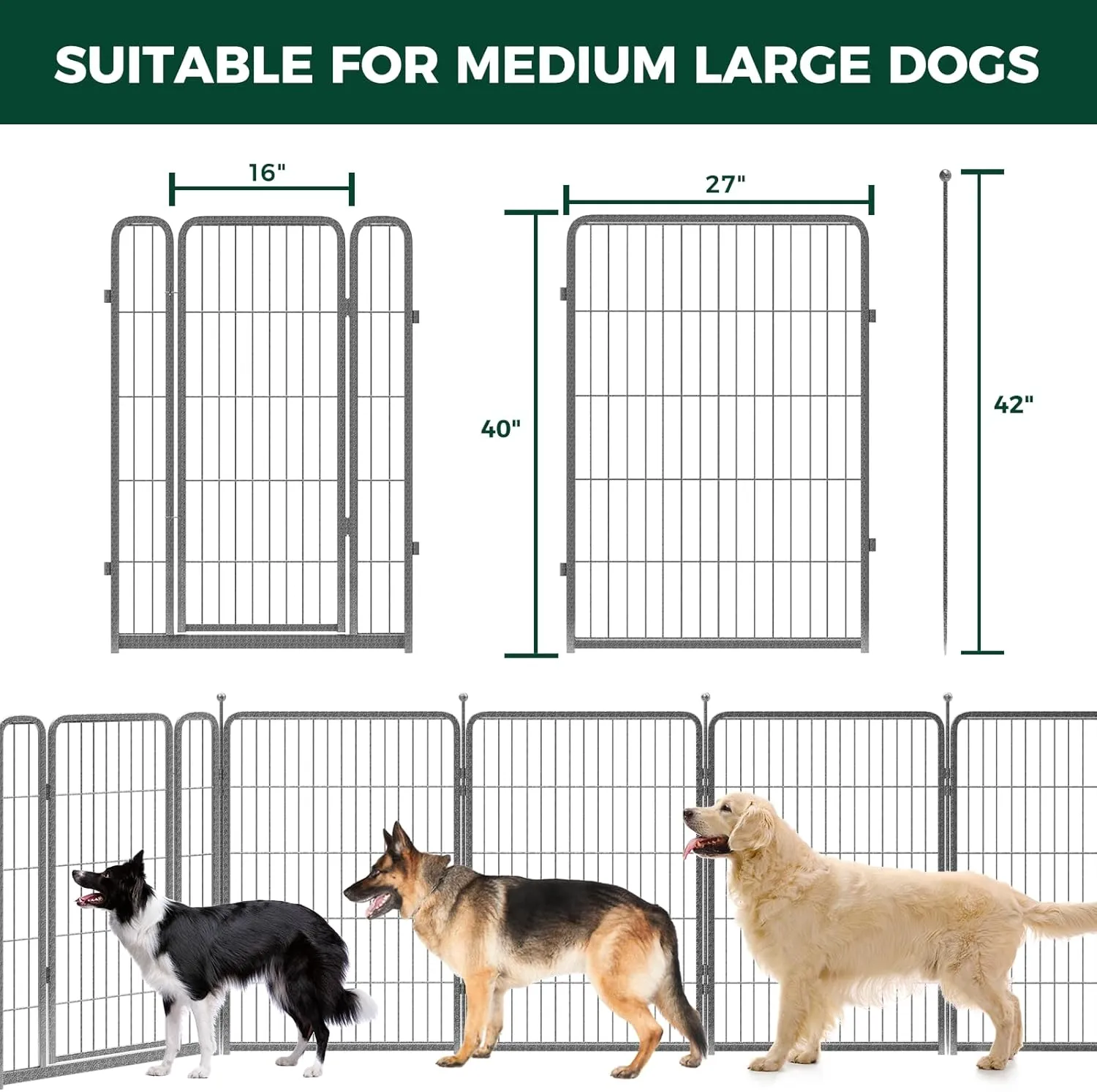 FXW Aster Dog Playpen Designed for Yard, 40inch 8 Panels