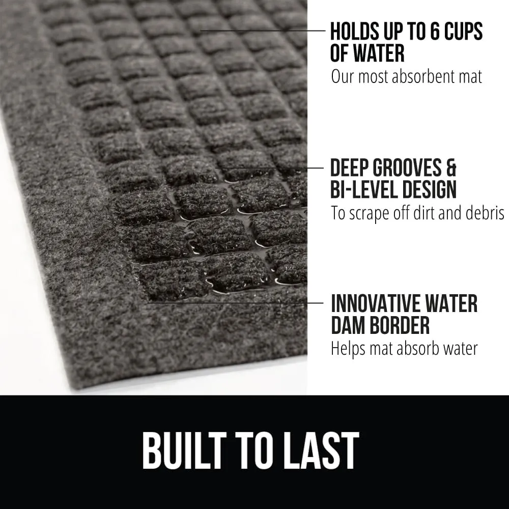 GORILLA GRIP Front Door Mat, 47x35, Indoor Outdoor Ultra Absorbent Moisture Guard Doormat, Absorbs Up to 6 Cups of Water, Stain and Fade Resistant, Rubber Backing Doormats, Captures Dirt, Charcoal