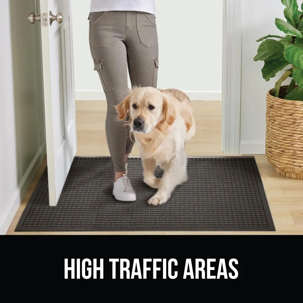 GORILLA GRIP Front Door Mat, 47x35, Indoor Outdoor Ultra Absorbent Moisture Guard Doormat, Absorbs Up to 6 Cups of Water, Stain and Fade Resistant, Rubber Backing Doormats, Captures Dirt, Charcoal