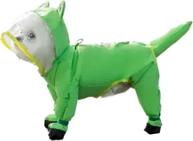HDKUW Small Dog Raincoat & Rain Shoes Set,Full-Coverage Reflective Dog Jacket with D-Ring,Dogs Raincoat with Rain Boots Set for Puppy Small Dogs Frog M