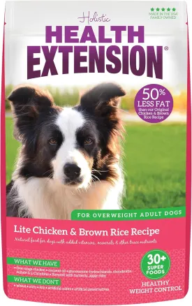 Health Extension Lite Chicken & Brown Rice Dry Dog Food (4 lb / 1.81 kg) - Low-Fat Formula with Glucosamine, Probiotics & Omega 3 for Overweight, Spayed, Neutered, or Senior Dogs