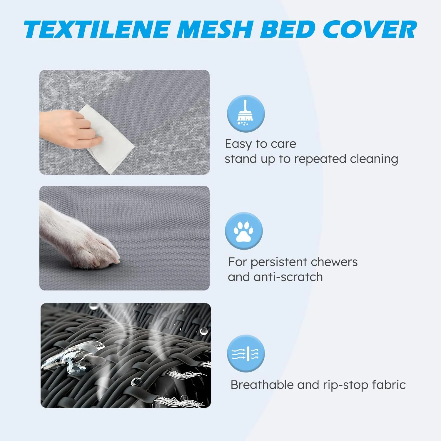 Heeyoo Elevated Dog Bed, Cooling Raised Pet Cot with Chew Proof Washable Breathable Mesh and Metal Frame, Portable Dog Cot Bed with No-Slip Feet for Outdoor or Indoor Use
