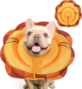 Inflatable Dog Cone Alternative - Soft Adjustable Recovery Collar for Small Medium Large Dogs After Surgery, Protective E Collar Anti Licking Does Not Block Vision(Orange, M)