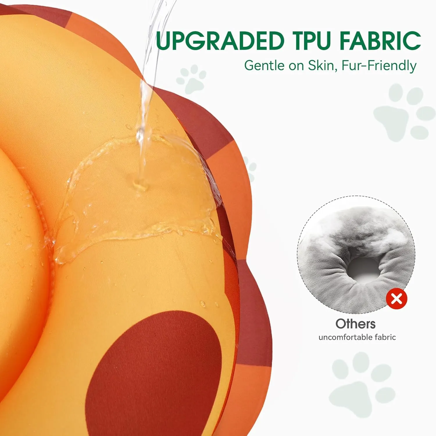 Inflatable Dog Cone Alternative - Soft Adjustable Recovery Collar for Small Medium Large Dogs After Surgery, Protective E Collar Anti Licking Does Not Block Vision(Orange, M)