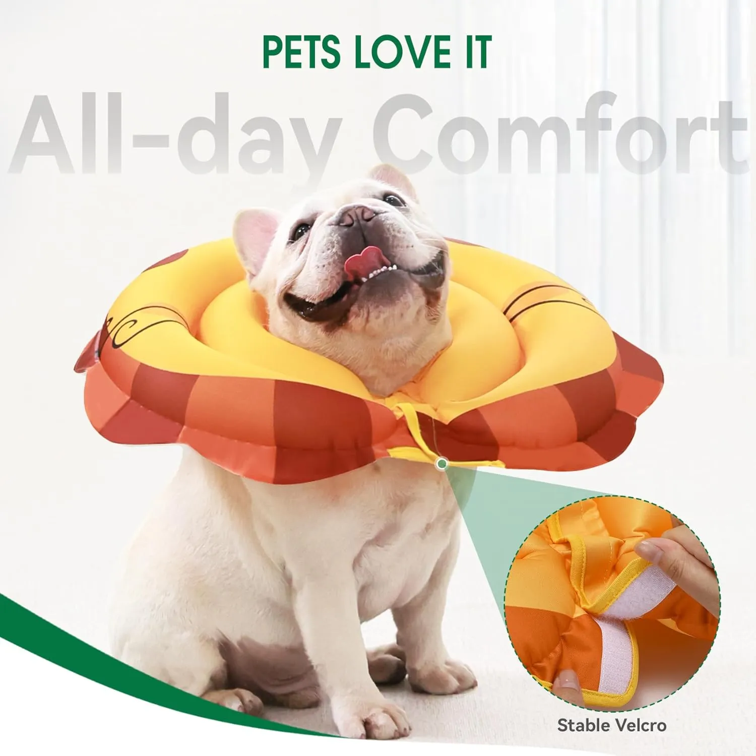 Inflatable Dog Cone Alternative - Soft Adjustable Recovery Collar for Small Medium Large Dogs After Surgery, Protective E Collar Anti Licking Does Not Block Vision(Orange, M)
