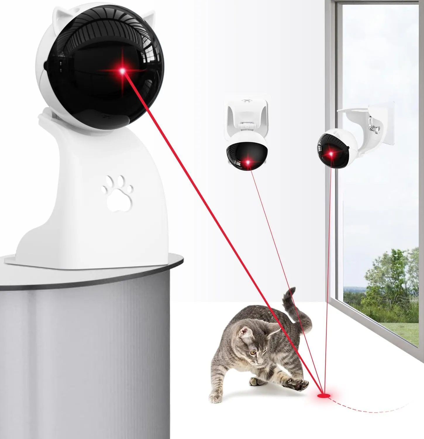 Interactive Laser Pointer Cat Toys for Indoor Cats,Cat Laser Toy Automatic for Bored Indoor Adult Cats/Kittens/Dogs,USB Rechargeable,3 Speed Modes(Gray)