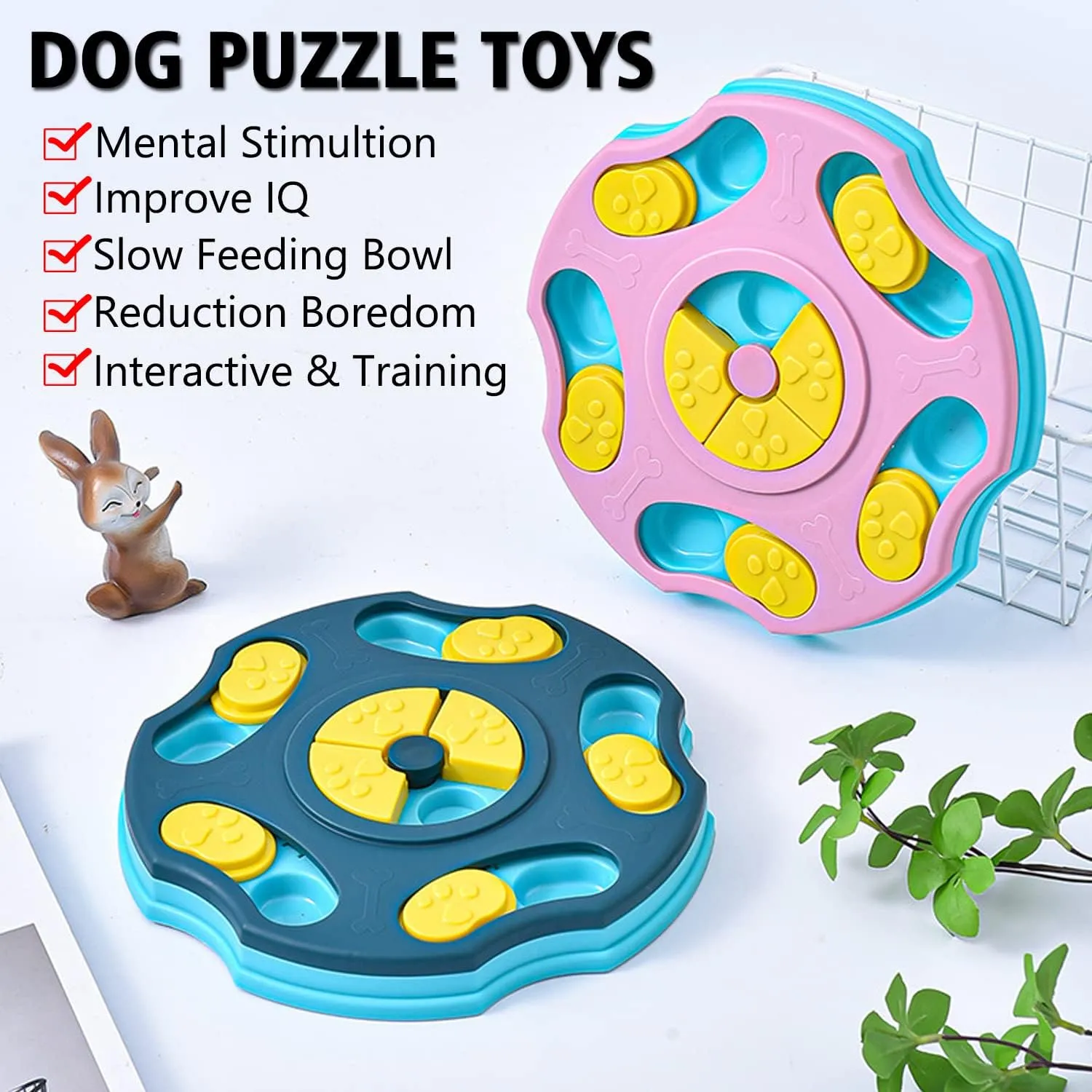 Interactive Puzzle Toy for Large, Medium, Small Smart Dogs - Enrichment and Mental Stimulation for Training - Treat Chew Gifts for Puppies & Cats