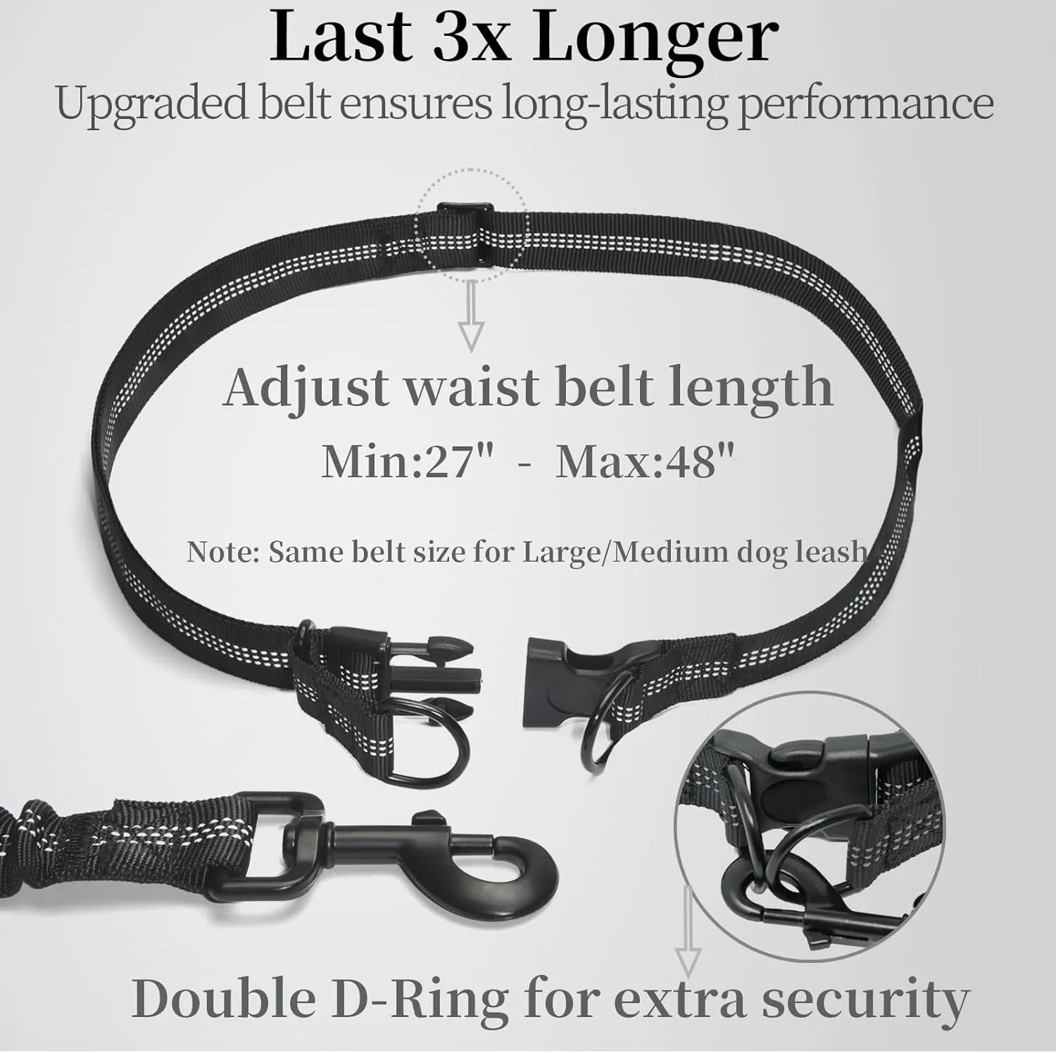 iYoShop Hands Free Dog Leash with Zipper Pouch, Dual Padded Handles and Durable Bungee for Walking, Jogging and Running Your Dog (Large, 25-120 lbs, Very Berry)