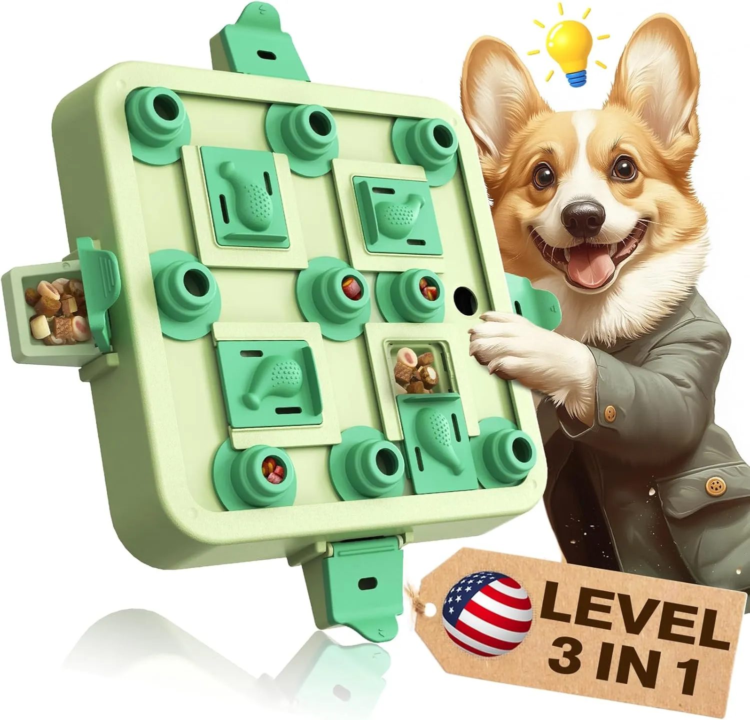 KADTC Dog Chess Puzzle Toy Brain Stimulation Mentally Stimulating Cognitive Busy Food Enrichment Boredom Toys Level 3 2 1 Treat Puzzles Puppy Interactive Mind Smart Game for Small/Medium/Large Dogs