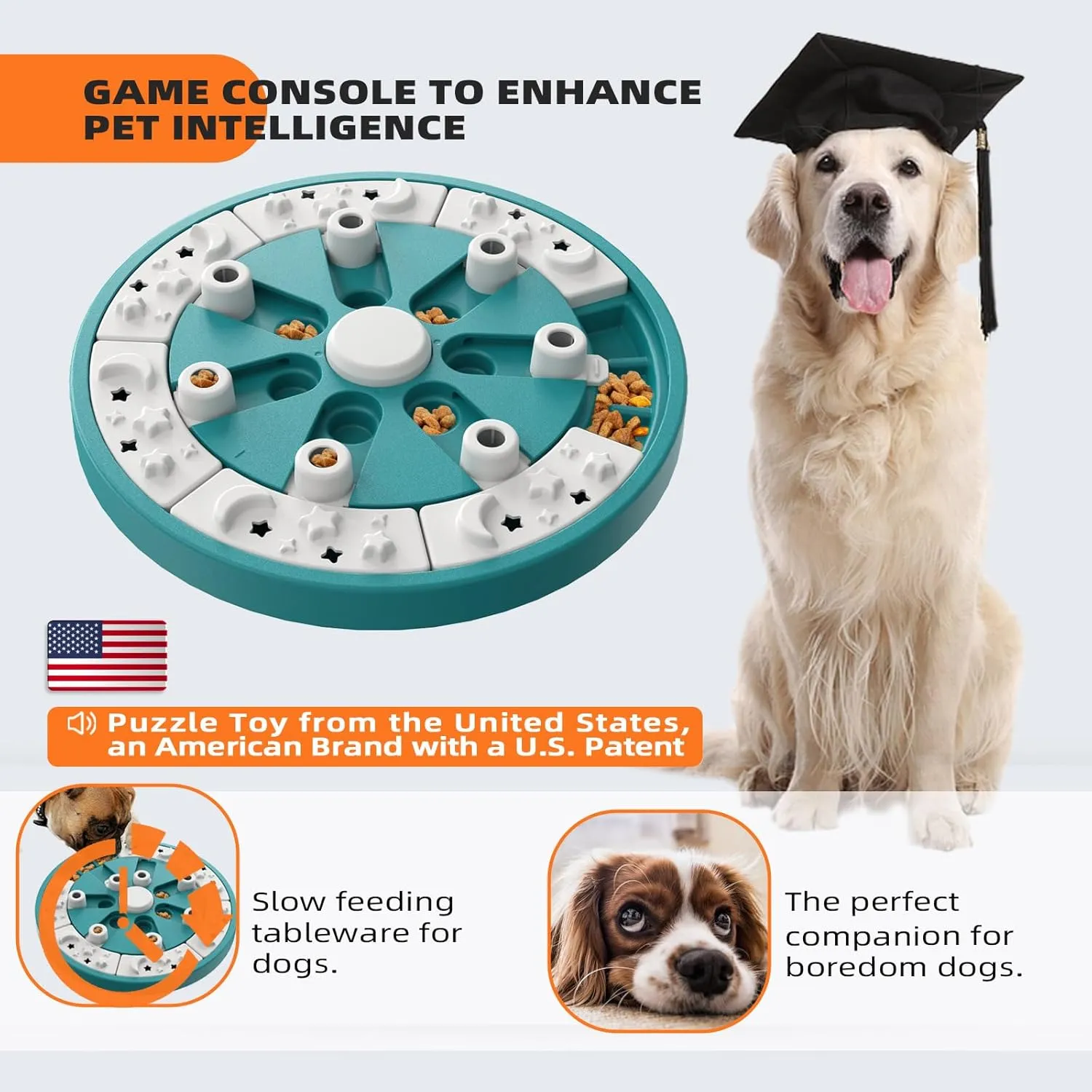KADTC Dog Puzzle Toys Gameplay 3 in 1 Slow Puzzles Food Feeder Puppy Holiday Birthday Gift Interactive Mind Treat Games Mental Stimulation Enrichment Boredom Toys for Small/Medium/Large Breed Dogs