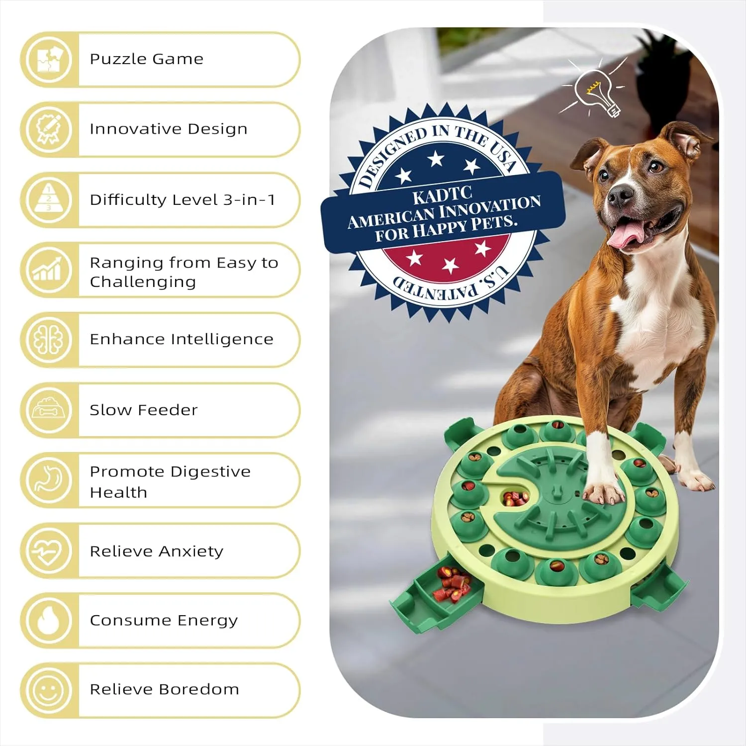 KADTC Dog Puzzle Toys Level 3 in 1 Puppy Brain Mental Stimulation Interactive Advanced Treat Puzzles Games for Small/Medium/Large Smart Dogs Mentally Stimulating Cognitive Enrichment Anti Boredom Toy
