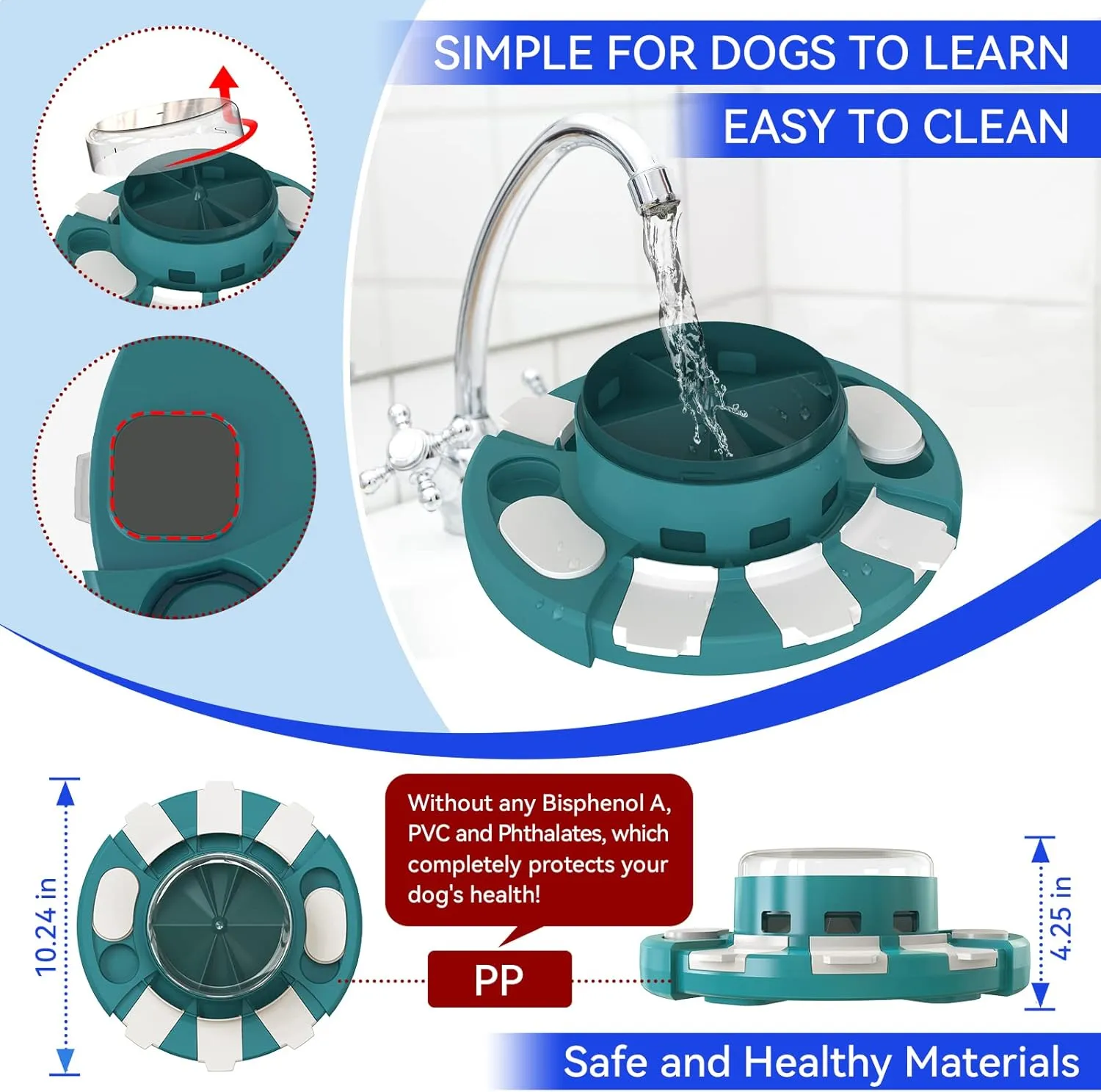 KADTC Dog Puzzle Toys w/Button Mind Games Level 2 in 1 Food Dispenser Slow Feeder Treat Puzzles Bowl Puppy Mental Stimulation Game Interactive Keep Busy Boredom Buster for Small/Medium/Large Dogs