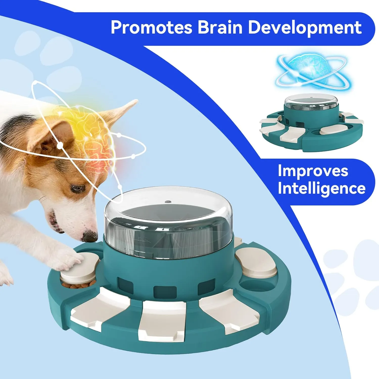 KADTC Dog Puzzle Toys w/Button Mind Games Level 2 in 1 Food Dispenser Slow Feeder Treat Puzzles Bowl Puppy Mental Stimulation Game Interactive Keep Busy Boredom Buster for Small/Medium/Large Dogs