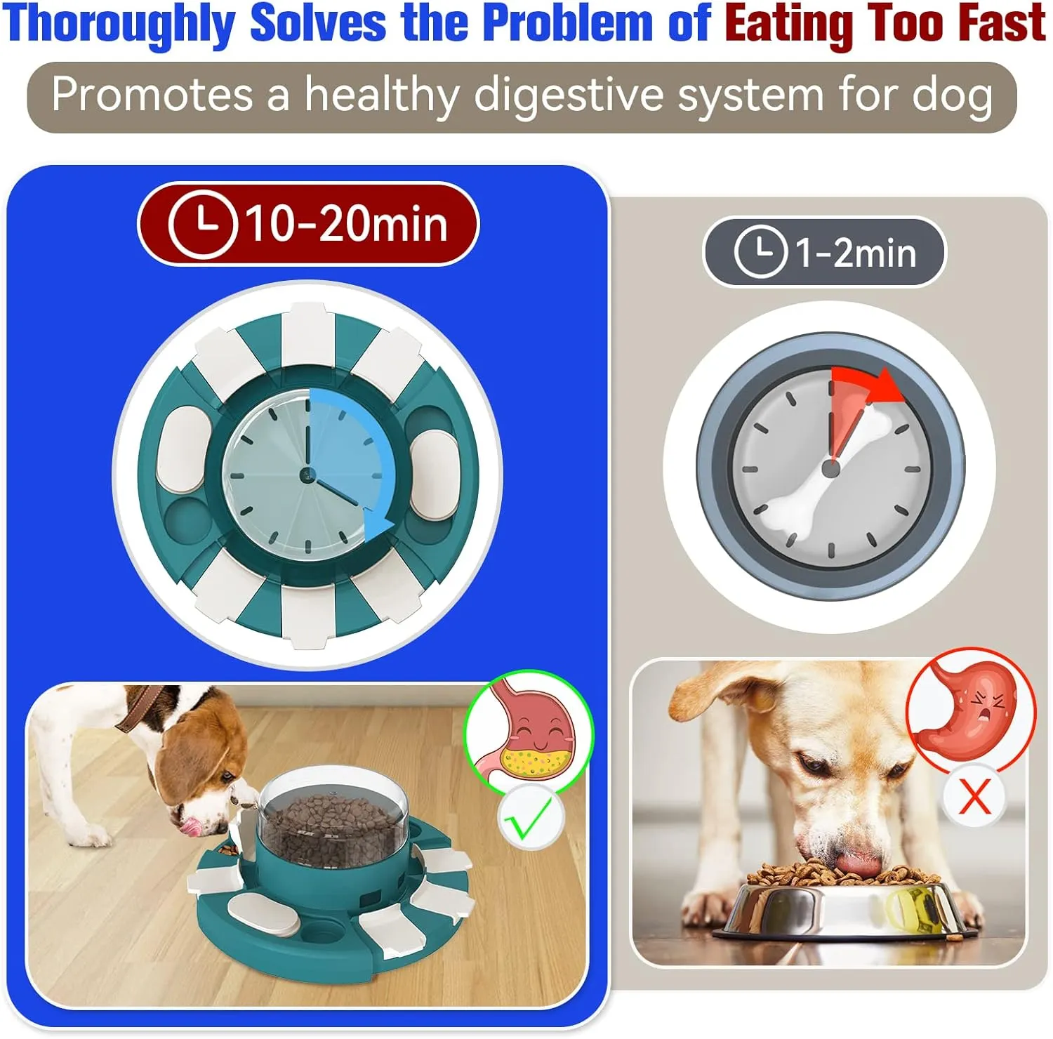 KADTC Dog Puzzle Toys w/Button Mind Games Level 2 in 1 Food Dispenser Slow Feeder Treat Puzzles Bowl Puppy Mental Stimulation Game Interactive Keep Busy Boredom Buster for Small/Medium/Large Dogs