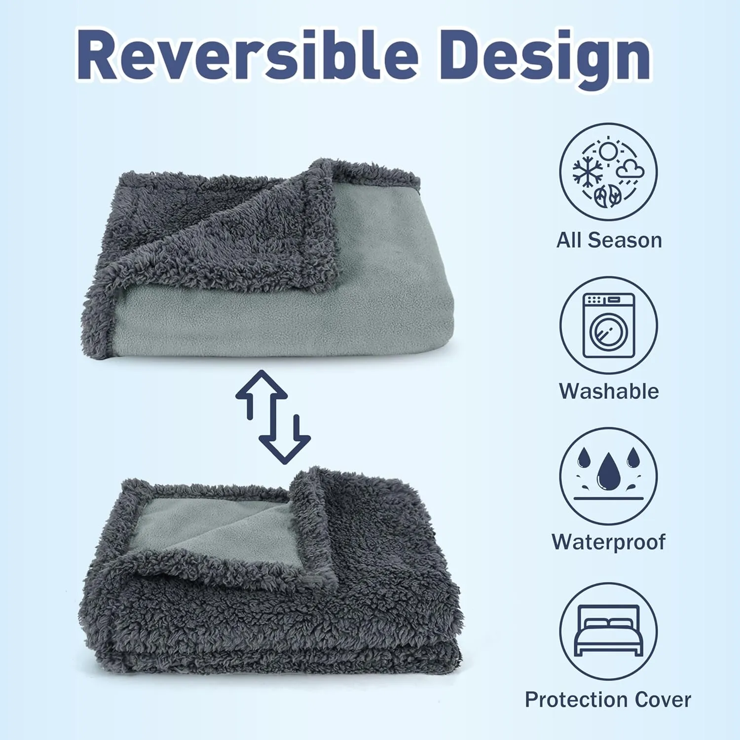 Kritter Planet Large Waterproof Bed Blanket for Intimacy, King Size Love Couples Bed Cover Leakproof, Reversible Protector Furniture Couch Cover for Dogs Pets, Washable, Stain Proof, Hair Resistant