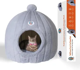 Largest Cozy Dome Cat Cave Bed  Extra Spacious for Large Cats, Multi-Cat Homes & Small Dogs, Enclosed Plush Hideaway for Indoor Cats (2423inch, Light Gray)