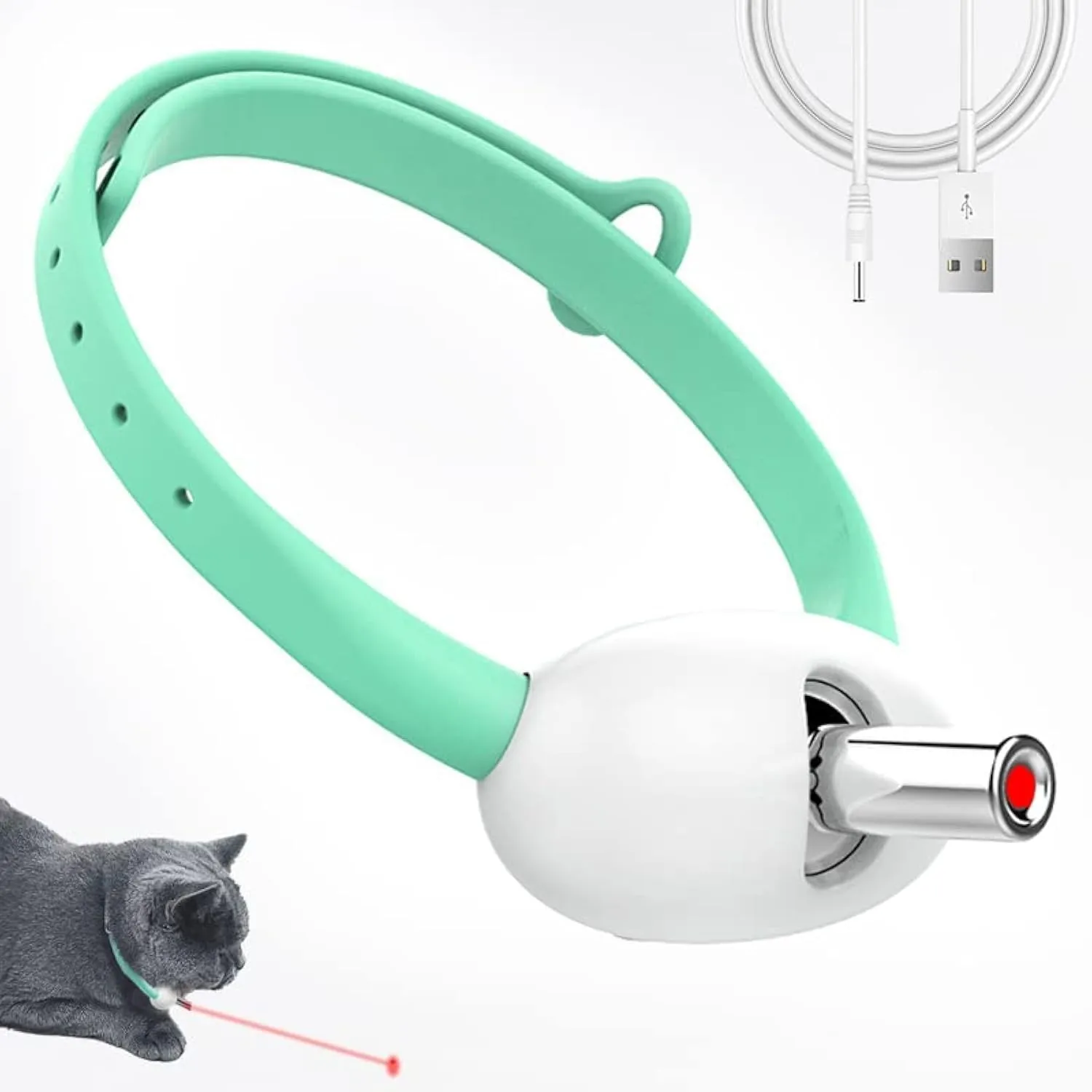 Laser Pointer Collar for Cats - Wearable Automatic Cat Laser Light Toy, Electric Smart Amusing USB Rechargeable Interactive Kitten Collar