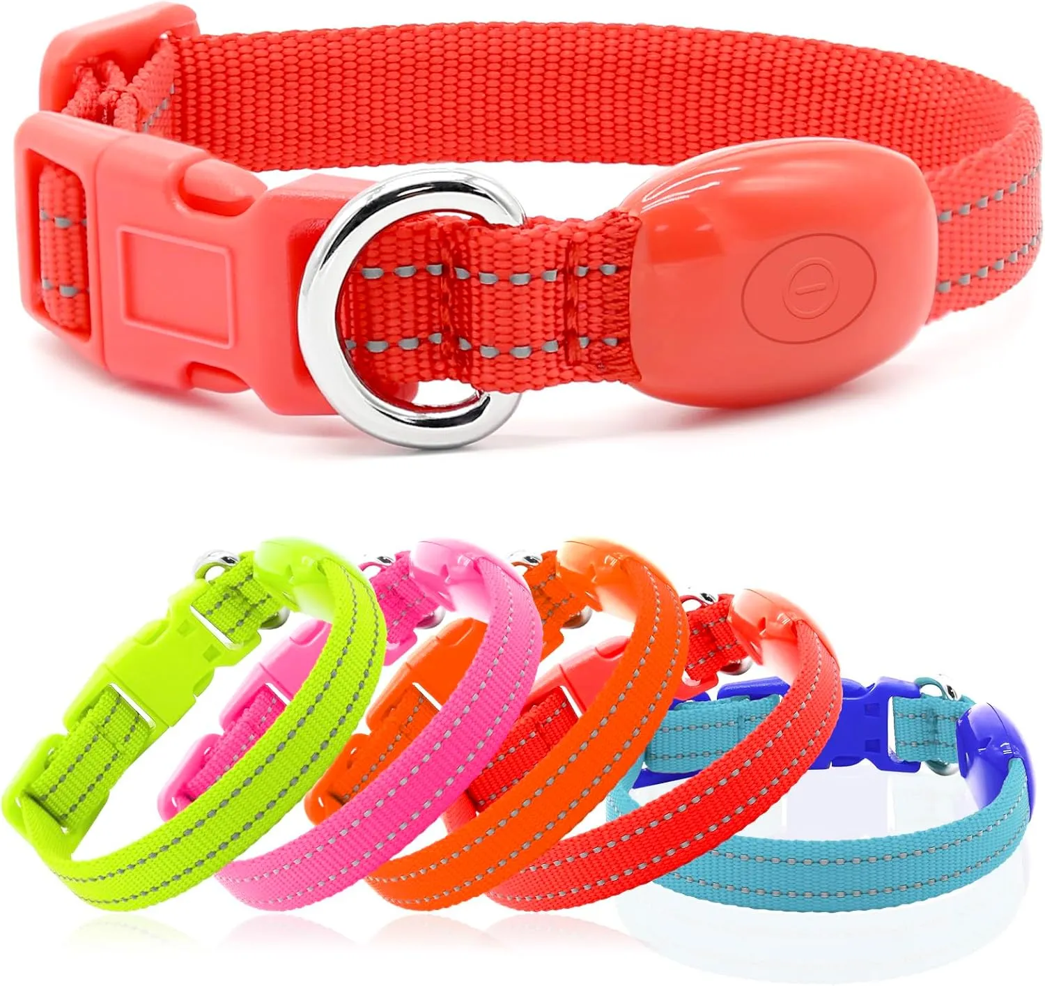 Light Up Dog Collar for Small Dogs - Rechargeable LED Dog Collar Adjustable Reflective Puppy Collar LED Cat Collar, Glowing Safety Dog Lights for Night Walking (XS, Red)