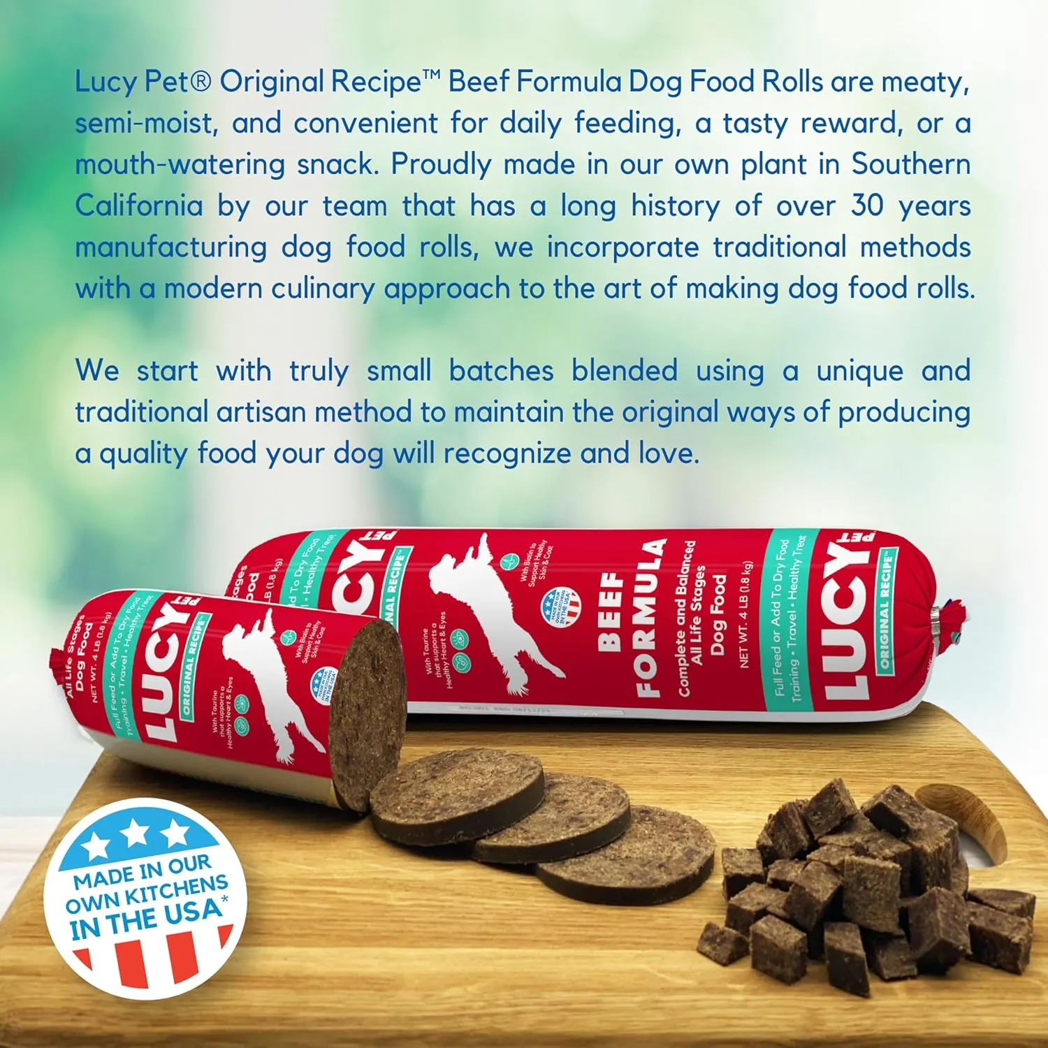 Lucy Pet Products Beef Formula Dog Food Roll 4 lb, (100600047)