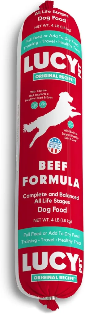 Lucy Pet Products Beef Formula Dog Food Roll 4 lb, (100600047)