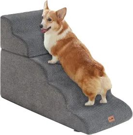 Made4Pets Dog Stairs Ramp for High Bed, 5-Step Pet Stairs for Bed Couch Sofa Climbing, 35D Foam Pet Steps for Small Dogs and Cats, Non-Slip Bottom Dog Steps, Grey