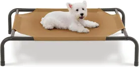 Magshion Elevated Dog Bed, Raised Pet Cot with Non-Slip Feet, Cooling Breathable Mesh Fabric Pet Cot Bed for Indoor Outdoor Use for Small Dogs and Cats up to 50 lbs, Brown