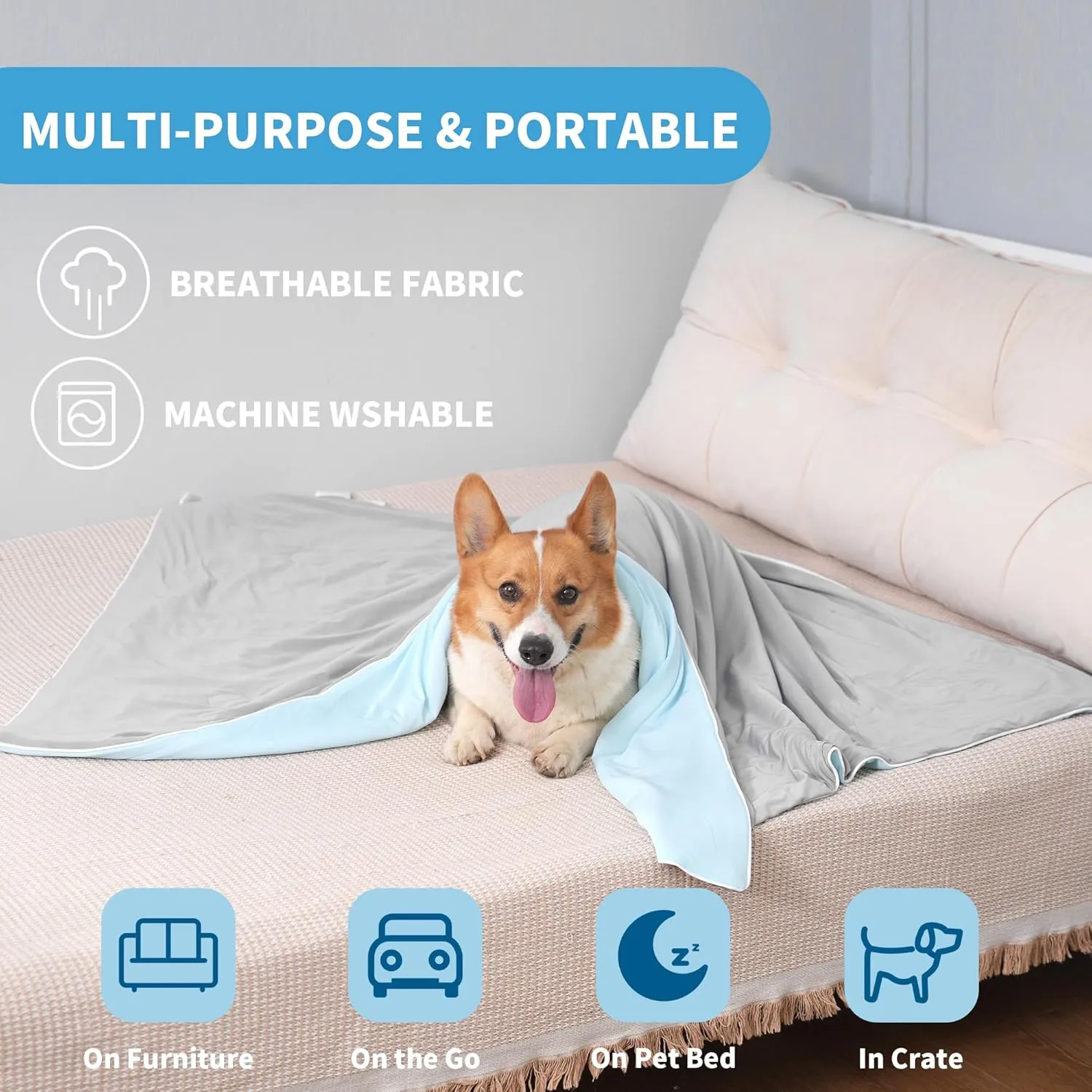 MARUNDA Premium Dog Cooling Blanket - Double Colors Design Washable Pet Mat, Q-MAX>0.4, Durable Dog Cooling Mat for Hot Weather