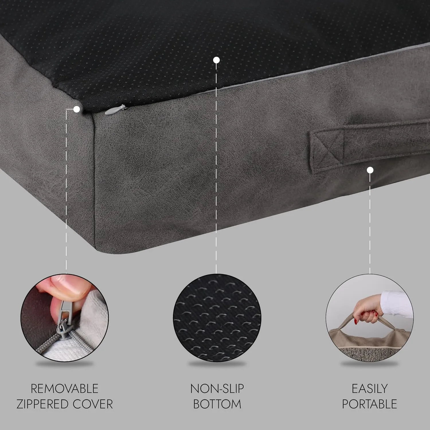 Memory Foam Dog Bed for Extra Large Dogs- Waterproof Dog Bed Mat with Removable Washable Cover, Waterproof Lining and NonSkid Bottom.Grey