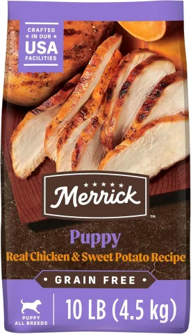 Merrick Premium Grain Free Dry Puppy Food, Wholesome and Natural Kibble with Real Chicken and Sweet Potato - 10.0 lb. Bag
