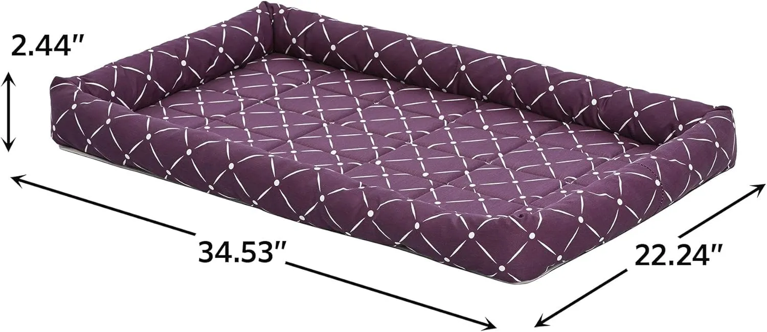 MidWest Homes for Pets 40236-PLD Quiet Time Couture Ashton Bolster Pet Bed, Large Dog/36, Plum