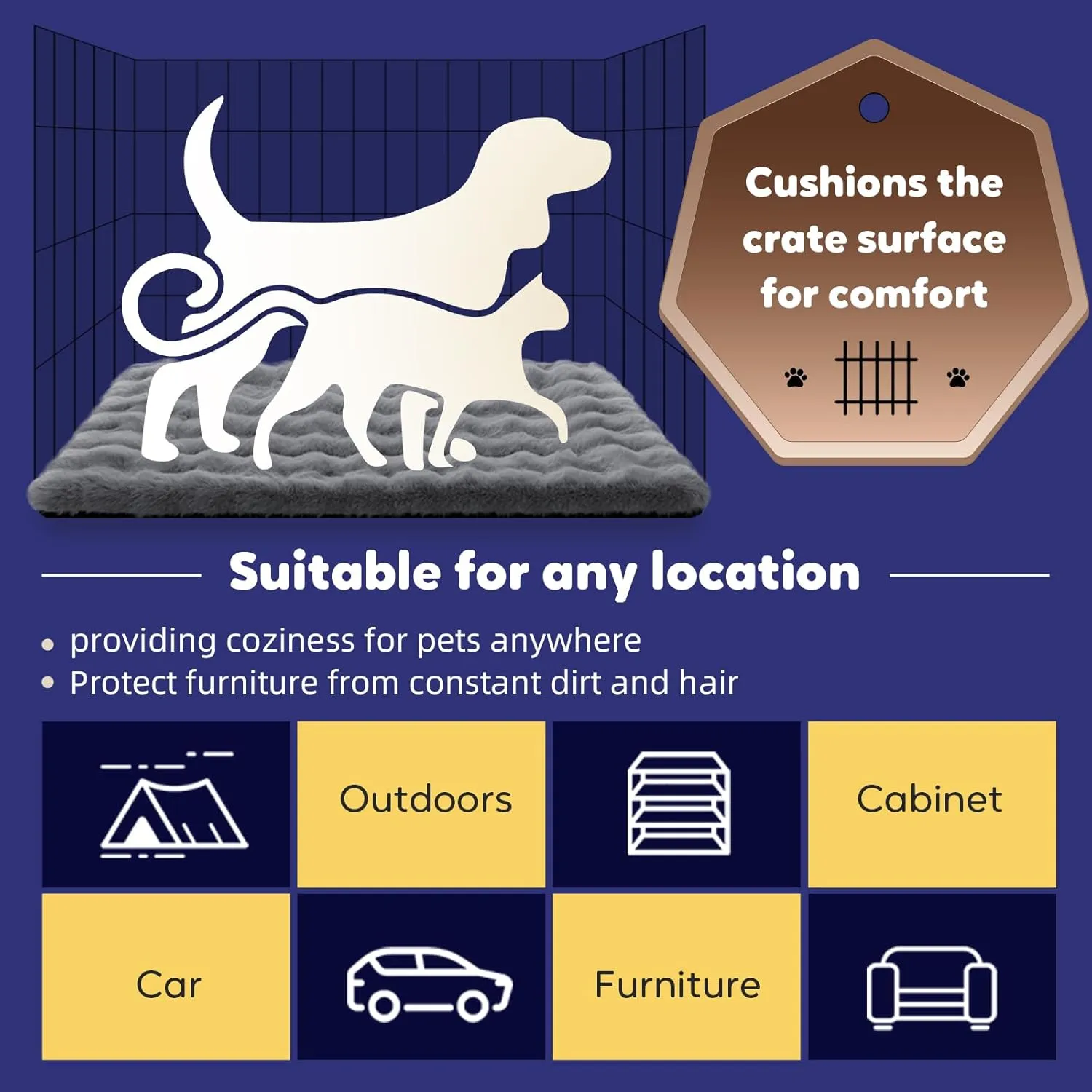 Mora Pets Dog Crate Pad Fluffy Dog Bed Mat for Large Dogs Plush Warm Washable Crate Mat for Cages 36 inch Kennel Pad Pet Pillow Mattress Flat Cushion for Sleeping Anti Slip Pink 36 x 24