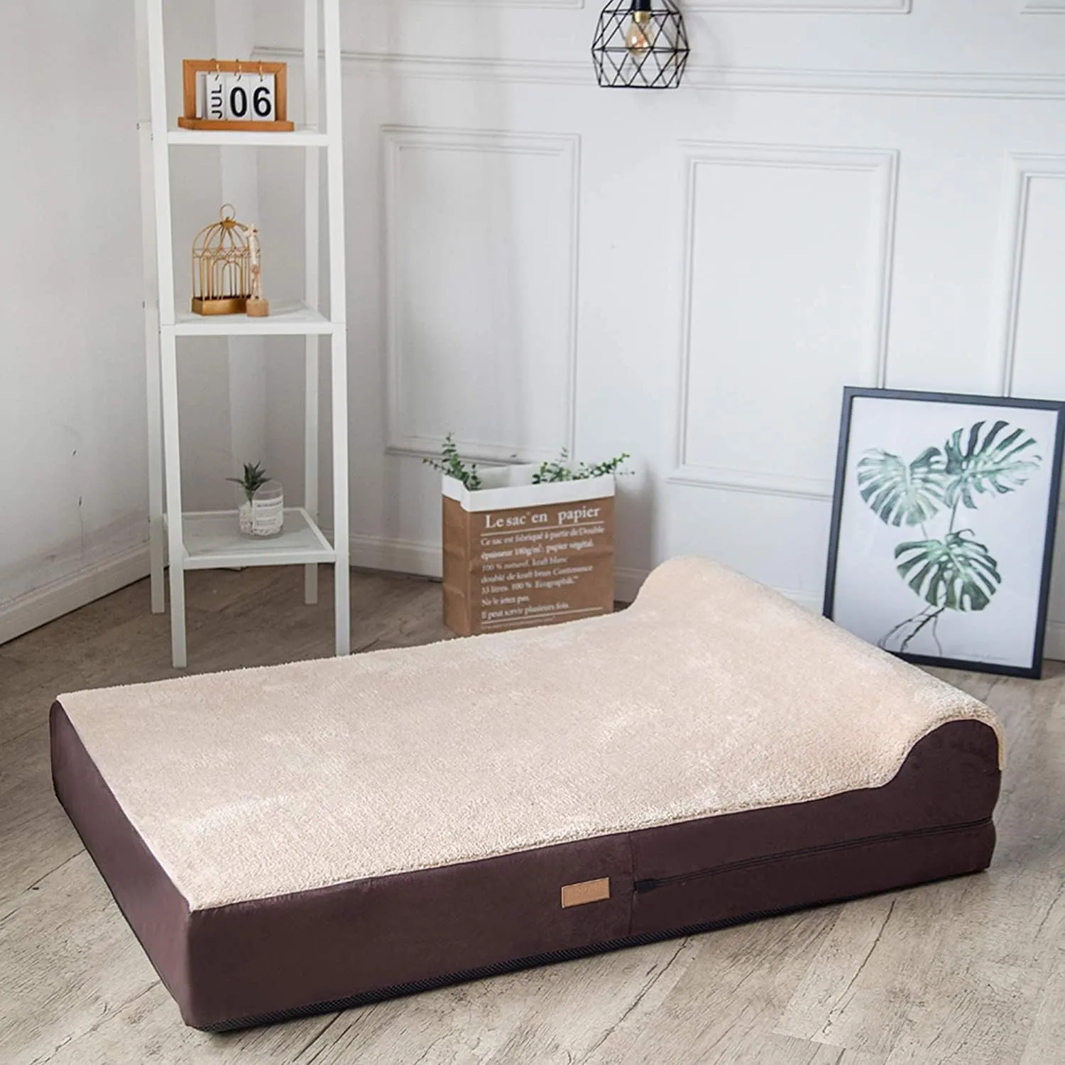 Orthopedic Dog Bed - 5.5-inch Thick Memory Foam Pet Bed with Pillow with Removable Cover & Free Waterproof Liner